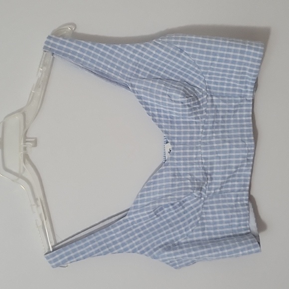 Elodie Blue Gingham Cropped Corset Top, Size X-Large - Picture 1 of 7